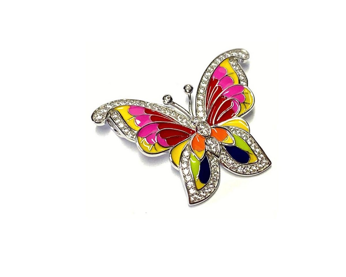 Edelschmiede925 Kettenanhänger Schmetterling 925 Silber bunte Flügel Zirkonia multifabrig farbenfroh von Edelschmiede925
