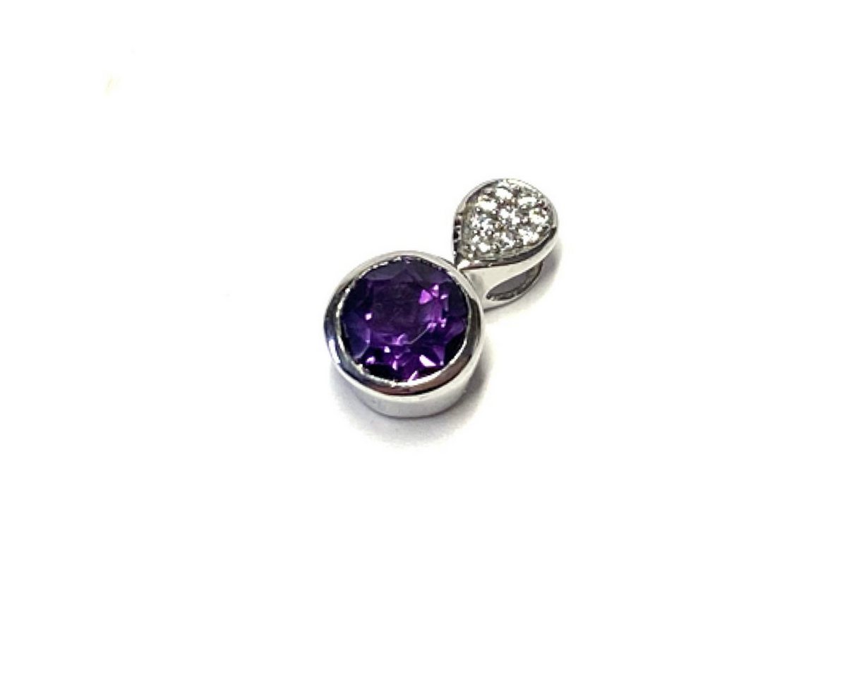 Edelschmiede925 Kettenanhänger edler Kettenanhänger in 925/- Silber mit Amethyst fac und Zirkonia von Edelschmiede925