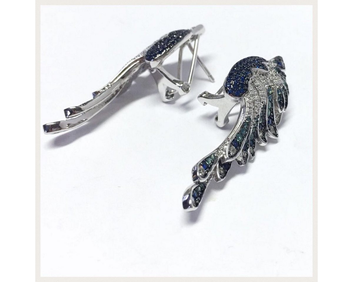 Edelschmiede925 Kettenanhänger edler Ohrschmuck in 925/- Sterling Silber rhod mit Zirkonias - Pfau - von Edelschmiede925