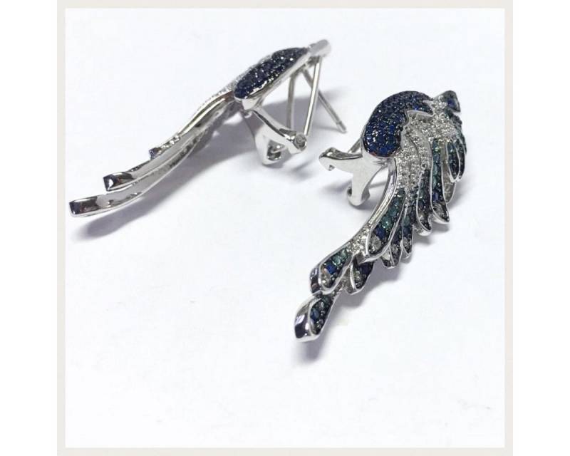 Edelschmiede925 Kettenanhänger edler Ohrschmuck in 925/- Sterling Silber rhod mit Zirkonias - Pfau - von Edelschmiede925