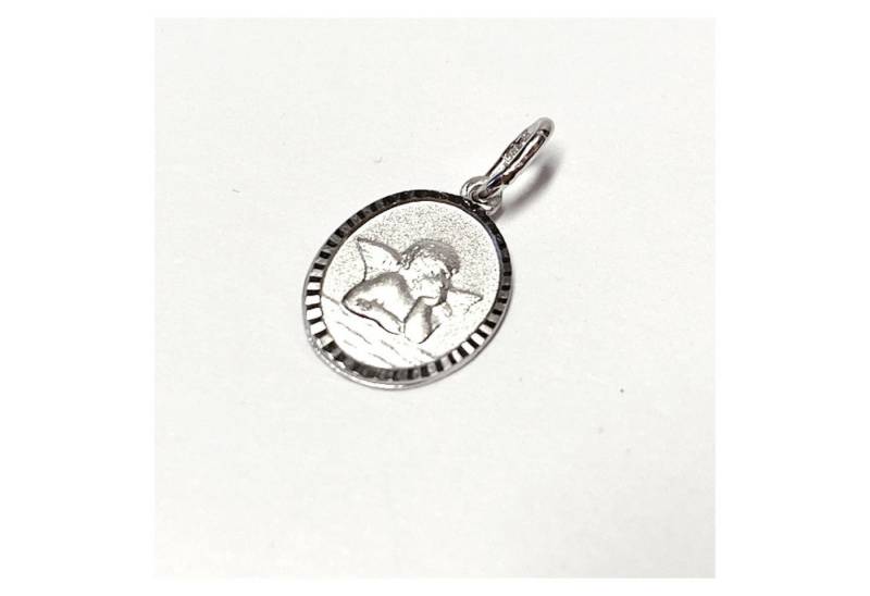 Edelschmiede925 Kettenanhänger edler Schutzengel Anhänger in 585/- Weißgold mit Diamantierung oval von Edelschmiede925