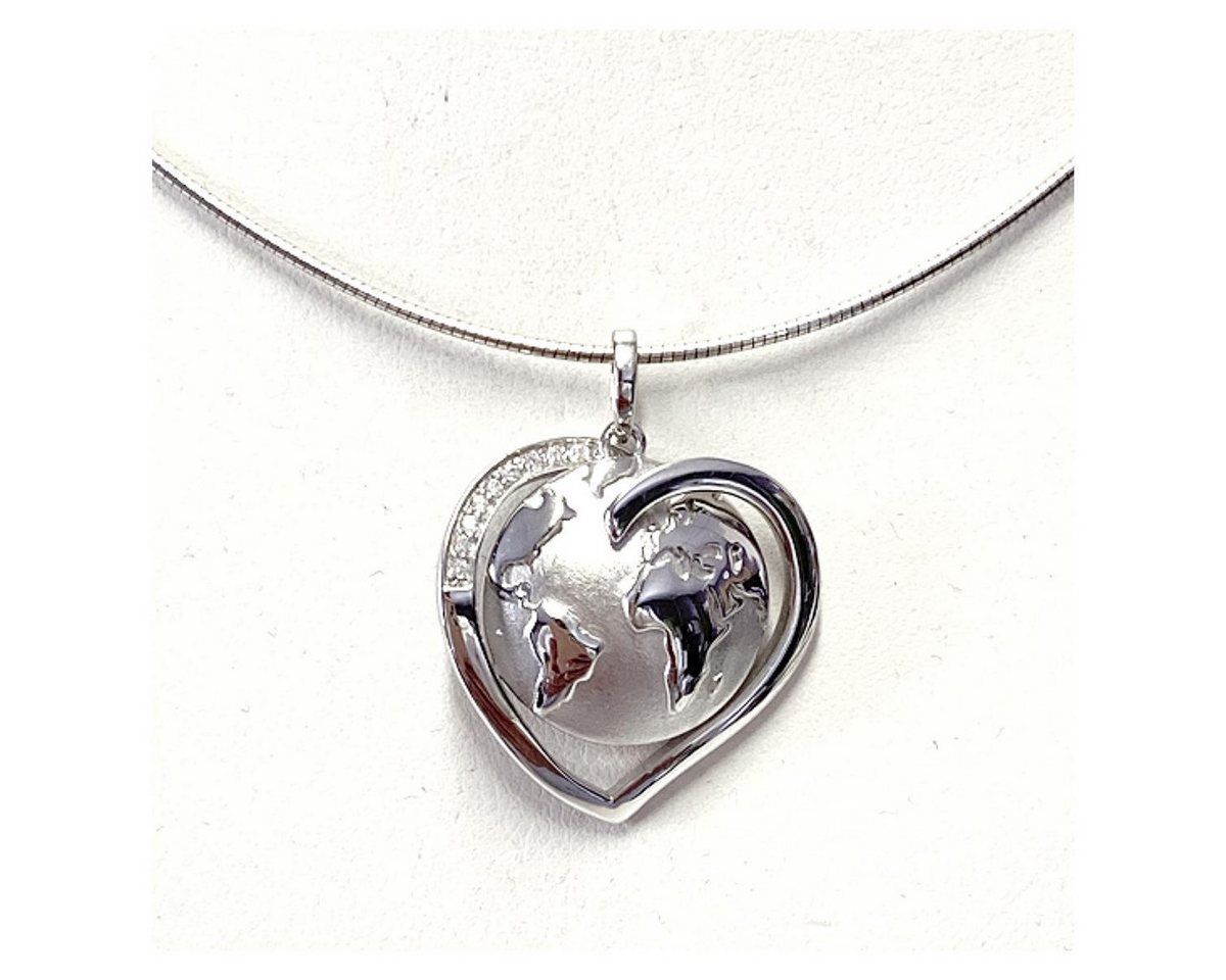 Edelschmiede925 Kettenanhänger edler Welt Anhänger integriertem Herz 925 Sterling Silber rhod Edelschmiede925 Kettenanhänger edler Welt Anhänger integriertem Herz 925 Sterling Silber rhod von Edelschmiede925