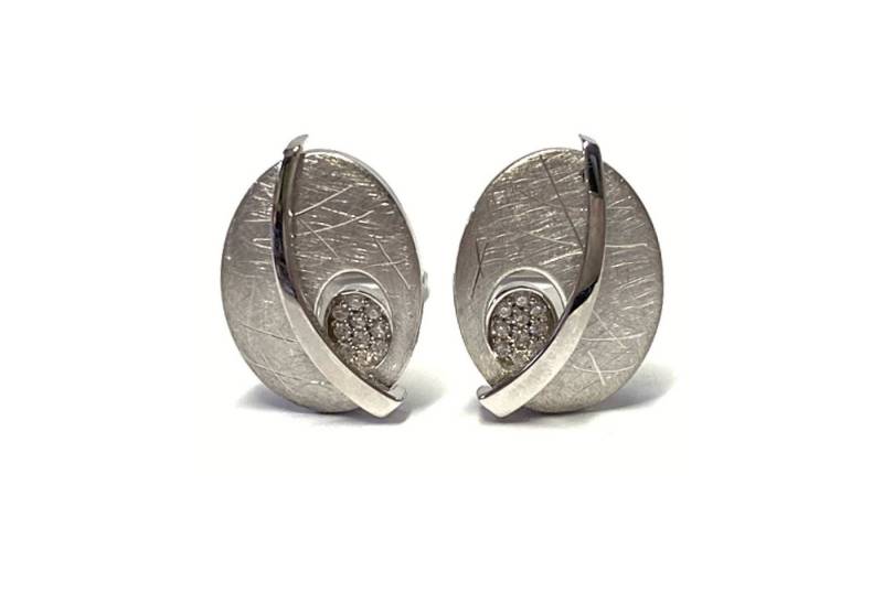 Edelschmiede925 Ohrclip-Set Ohrclips 925 Silber rhodiniert einfarbig matt Glanz Zirkonia Klips von Edelschmiede925