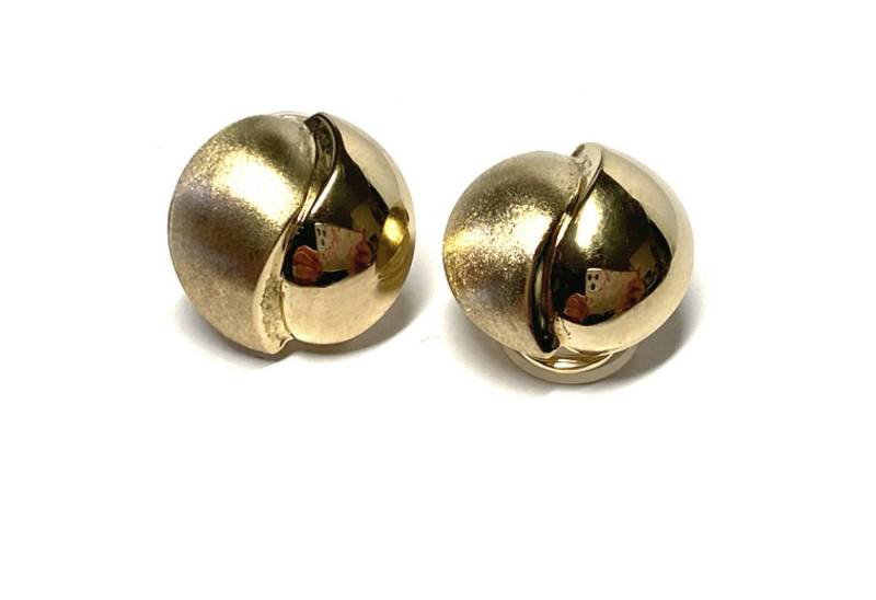 Edelschmiede925 Ohrclip-Set Ohrring 333/- Gelbgold teilweise matt Ohrclip Klips Klassiker rund von Edelschmiede925