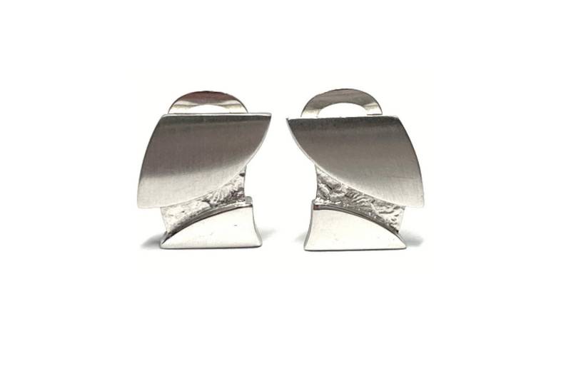 Edelschmiede925 Ohrclip-Set Ohrring 925 Silber matt poliert Ohrclip Ohrklips struktur einfarbig von Edelschmiede925