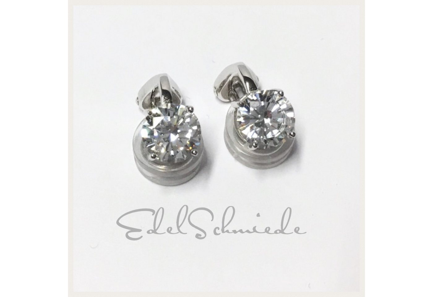 Edelschmiede925 Ohrclip-Set klassische Ohrclips 925 Silber rhod - Zirkonia von Edelschmiede925
