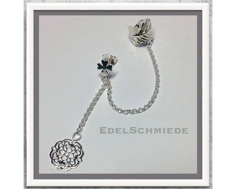 Edelschmiede925 Ohrklemme Edelschmiede925 Ohrklemme mit Ohrstecker 925 Silber Kleeblatt von Edelschmiede925