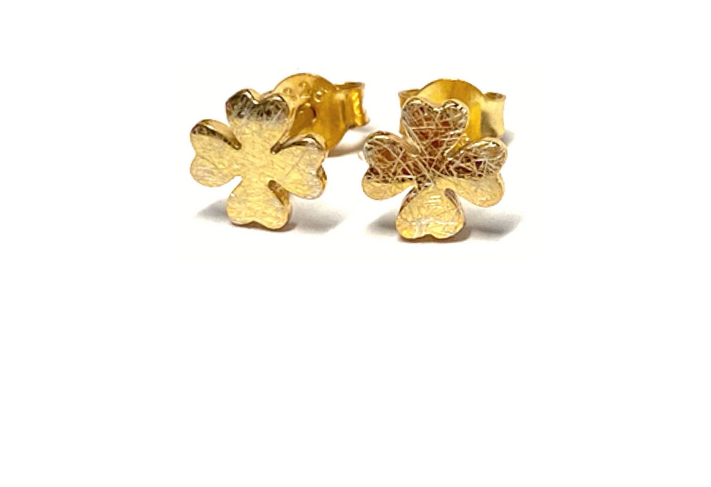 Edelschmiede925 Ohrstecker-Set 925 Silber vergoldet Kleeblatt matt kleine Glücksbringer von Edelschmiede925