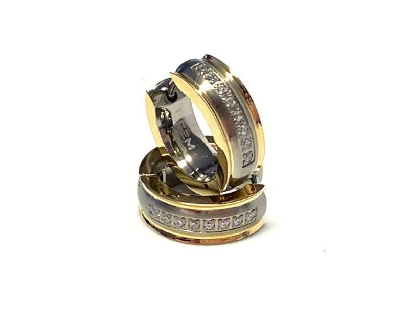 Edelschmiede925 Ohrstecker-Set Creolen TITAN bicolor Klassiker matt poliert Zirkonia von Edelschmiede925