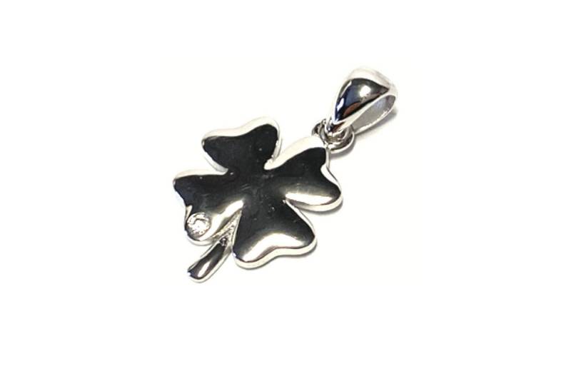 Edelschmiede925 Ohrstecker-Set Glücksbringer Anhänger 925 Silber rhodiniert Kleeblatt poliert Zirk. von Edelschmiede925