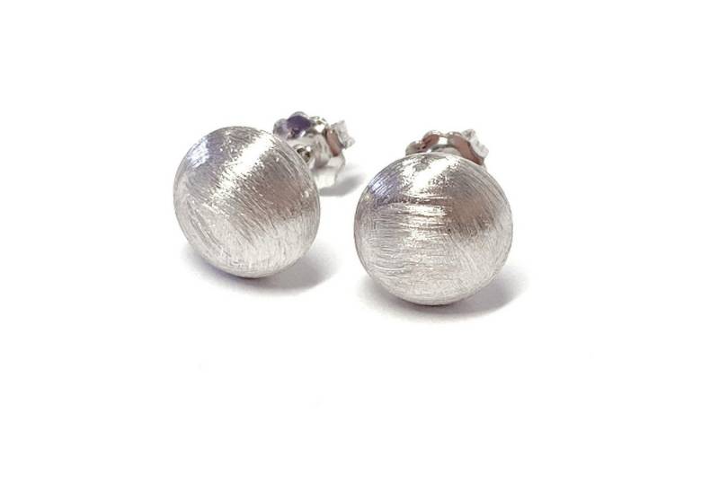 Edelschmiede925 Ohrstecker-Set Kugelohrstecker (Linse) Silber 925/- rhod mattiert 12mm von Edelschmiede925