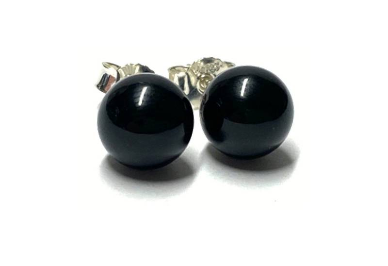 Edelschmiede925 Ohrstecker-Set Kugelohrstecker Silber 925 Onyx schwarz 8mm Ohrring von Edelschmiede925