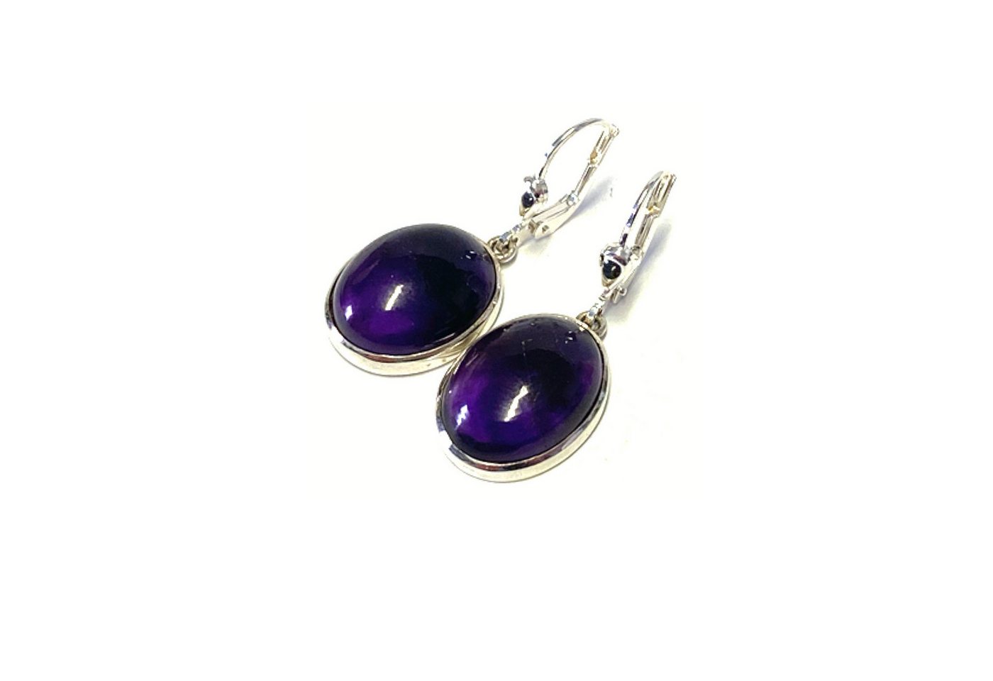 Edelschmiede925 Ohrstecker-Set Ohrring 925 Silber Amethyst Cabochon oval intensives Lila Ohrhänger von Edelschmiede925