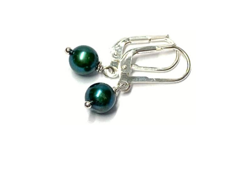 Edelschmiede925 Ohrstecker-Set Ohrring Silber 925 Perle grün 6mm Ohrhänger Kinderschmuck von Edelschmiede925