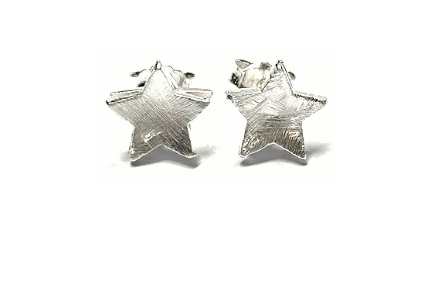 Edelschmiede925 Ohrstecker-Set Ohrring Sterne matt 925 Silber Ohrstecker gewölbt 9,5mm von Edelschmiede925