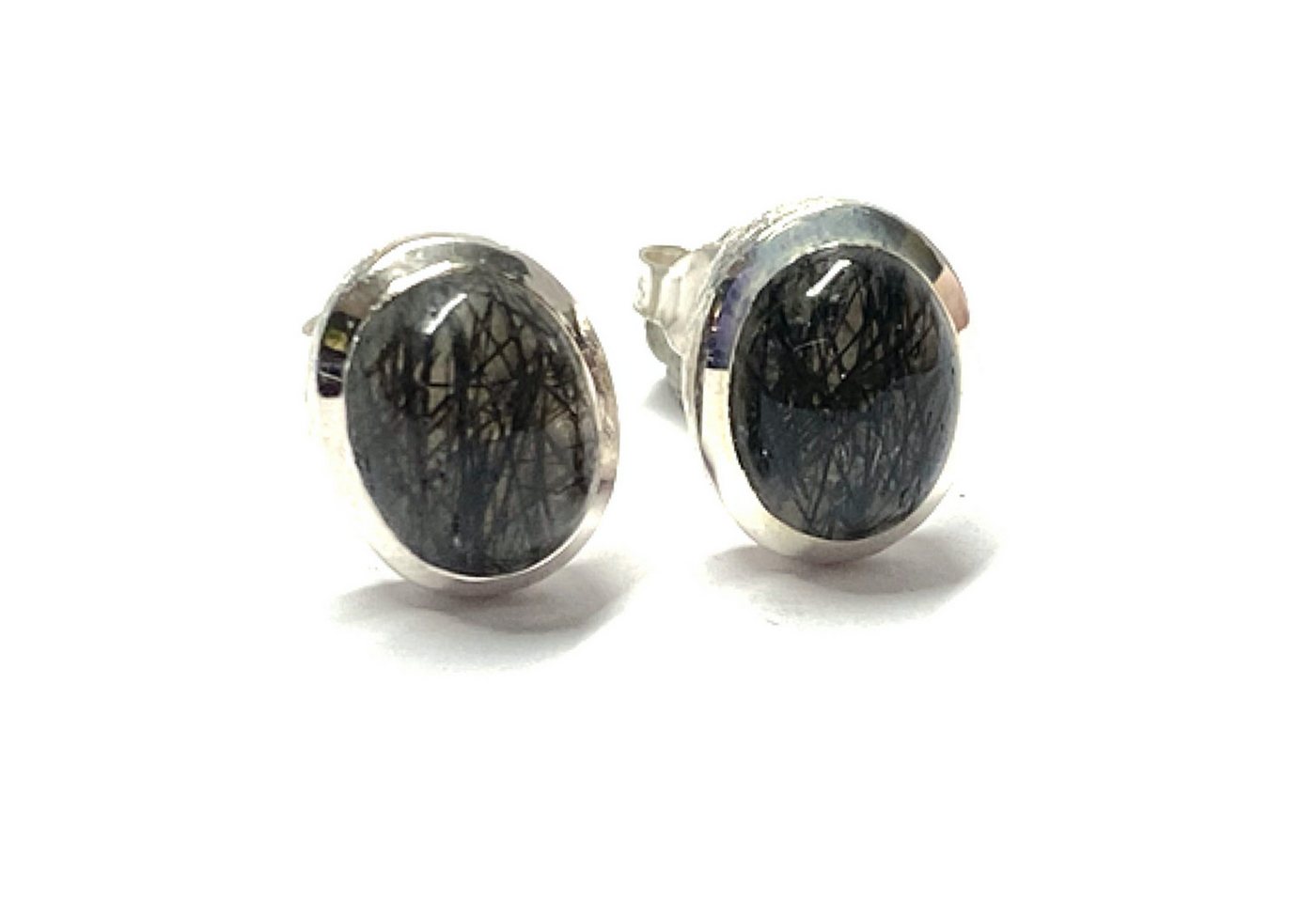 Edelschmiede925 Ohrstecker-Set Ohrstecker 925/- Silber matt Turmalinquarz Quarz oval Ohrring von Edelschmiede925