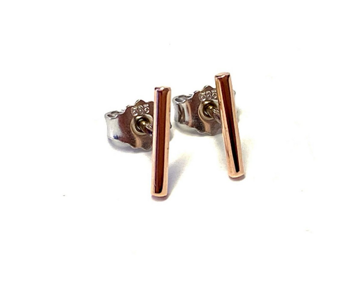 Edelschmiede925 Ohrstecker-Set Ohrstecker Rotgold Weißgold 585 Stabohrstecker poliert handgefertigt von Edelschmiede925