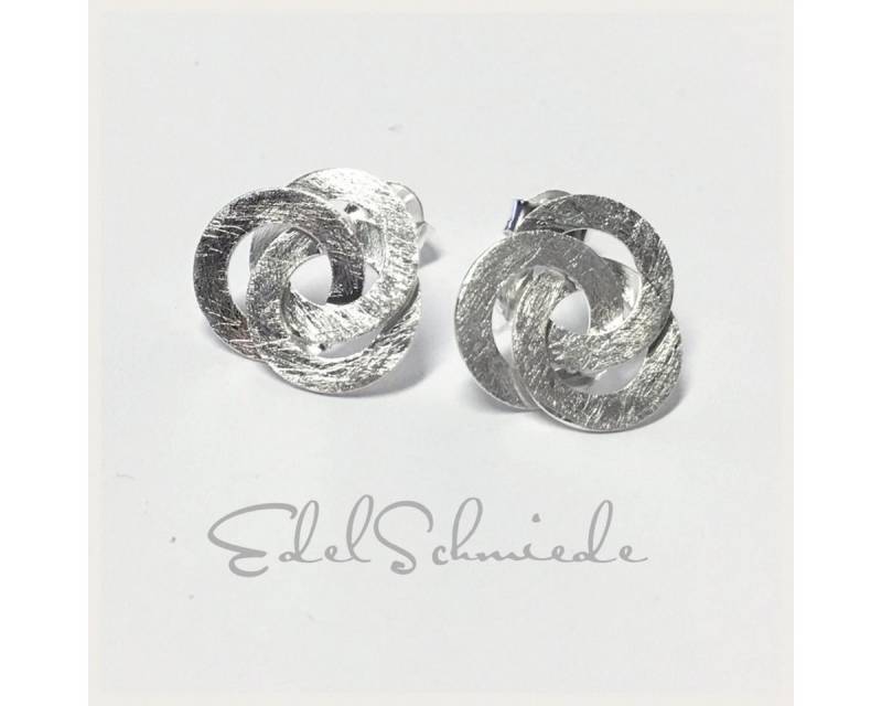Edelschmiede925 Ohrstecker-Set Ohrstecker in 925 Silber eismatt "3Ringe" von Edelschmiede925