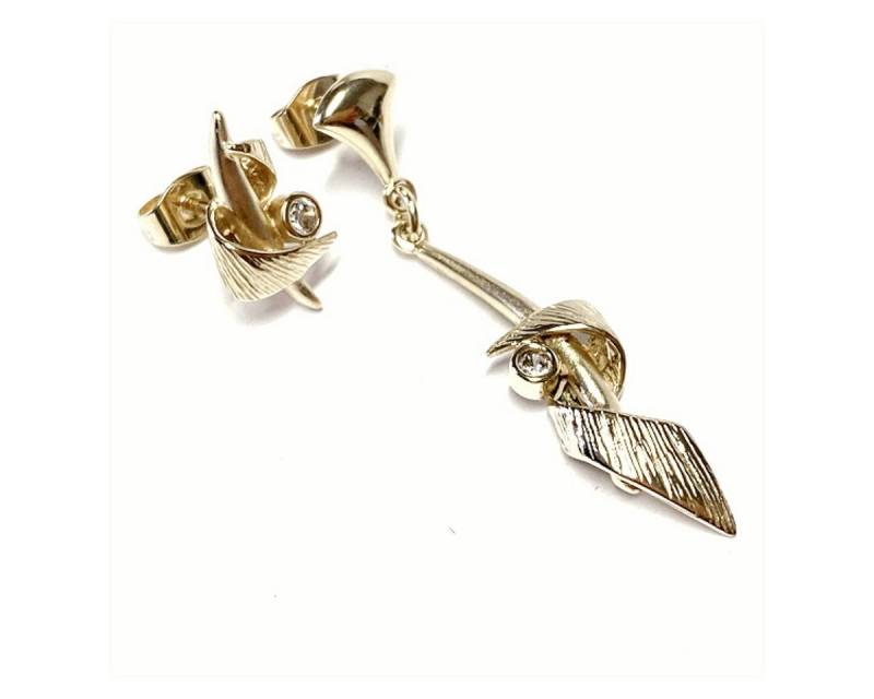 Edelschmiede925 Ohrstecker-Set Single Ohrstecker in 333/- Gelbgold mit Zirkonia von Edelschmiede925