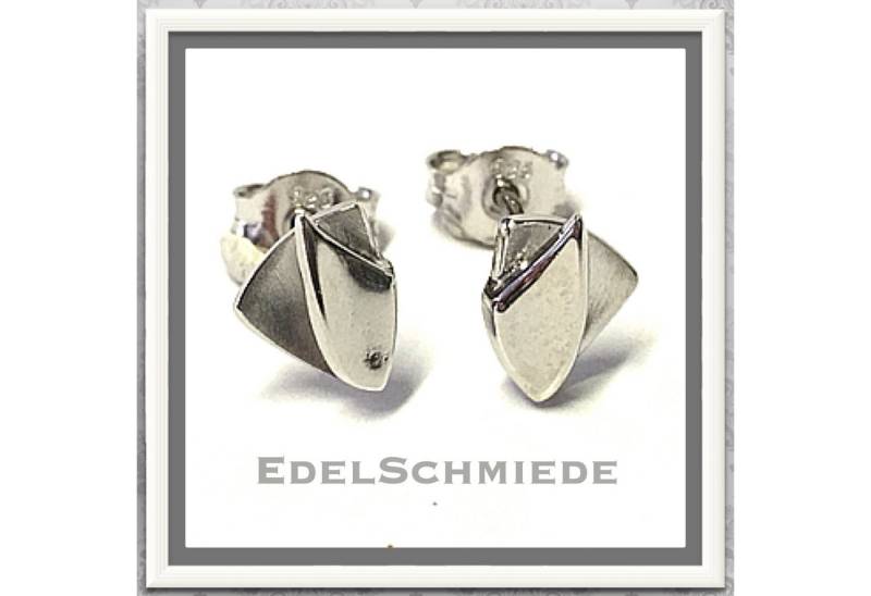 Edelschmiede925 Ohrstecker-Set eckige Ohrstecker in 925 Silber rhod matt u pol. von Edelschmiede925