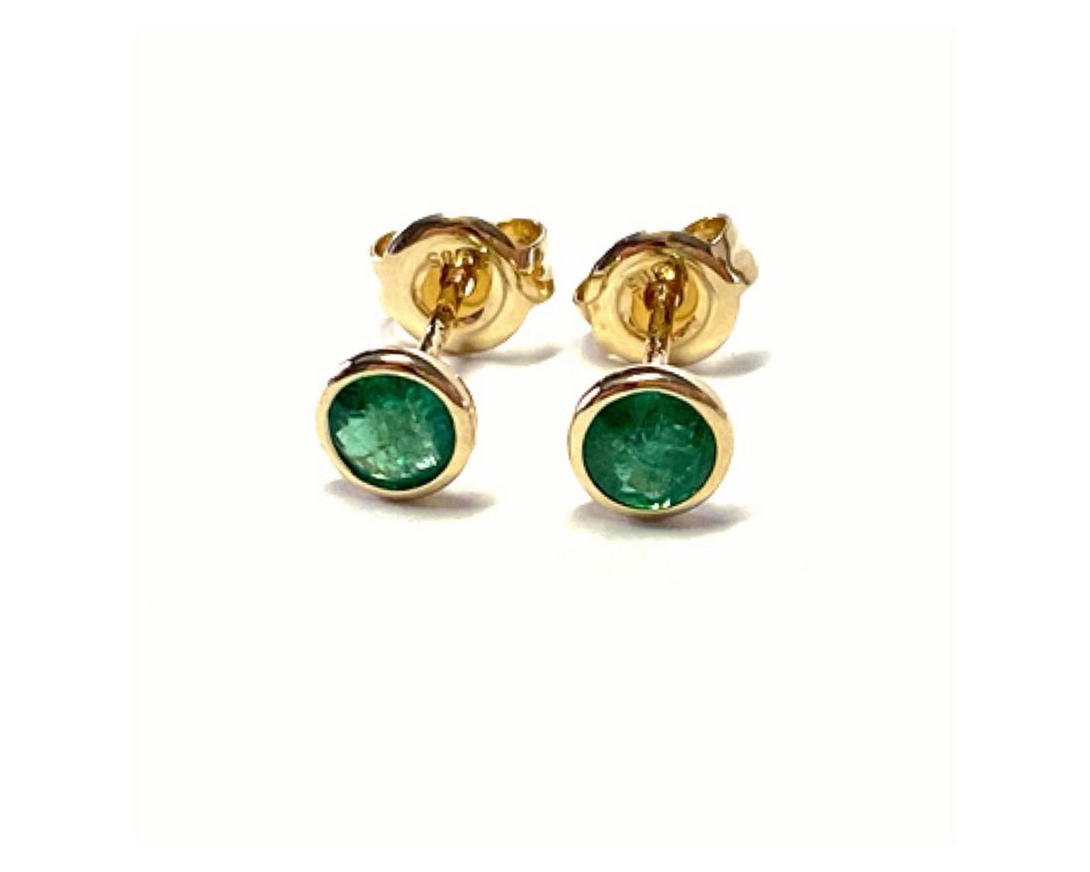 Edelschmiede925 Ohrstecker-Set edle Ohrstecker 585/- Gelbgold mit facettierten Smaragden 4mm Edelschmiede925 Ohrstecker-Set edle Ohrstecker 585/- Gelbgold mit facettierten Smaragden 4mm von Edelschmiede925