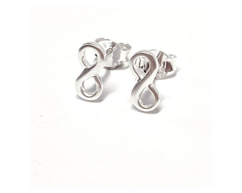 Edelschmiede925 Ohrstecker-Set kleine Ohrstecker als Unendlichkeitsacht in 925 Silber teilw. matt von Edelschmiede925