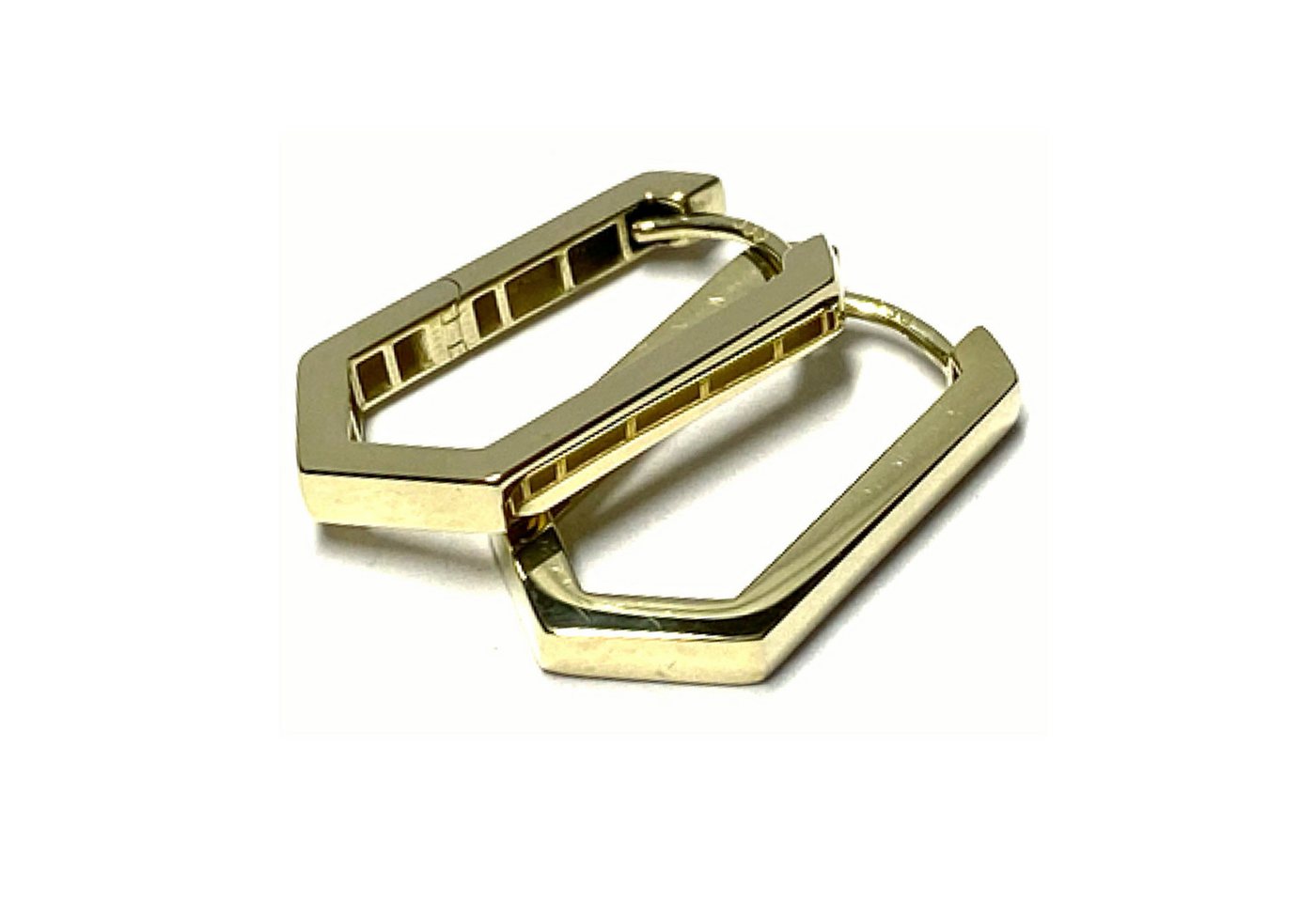 Edelschmiede925 Paar Creolen Ohrring 333 Gold Glanz moderne Form Scharniercreole Creole eckig von Edelschmiede925