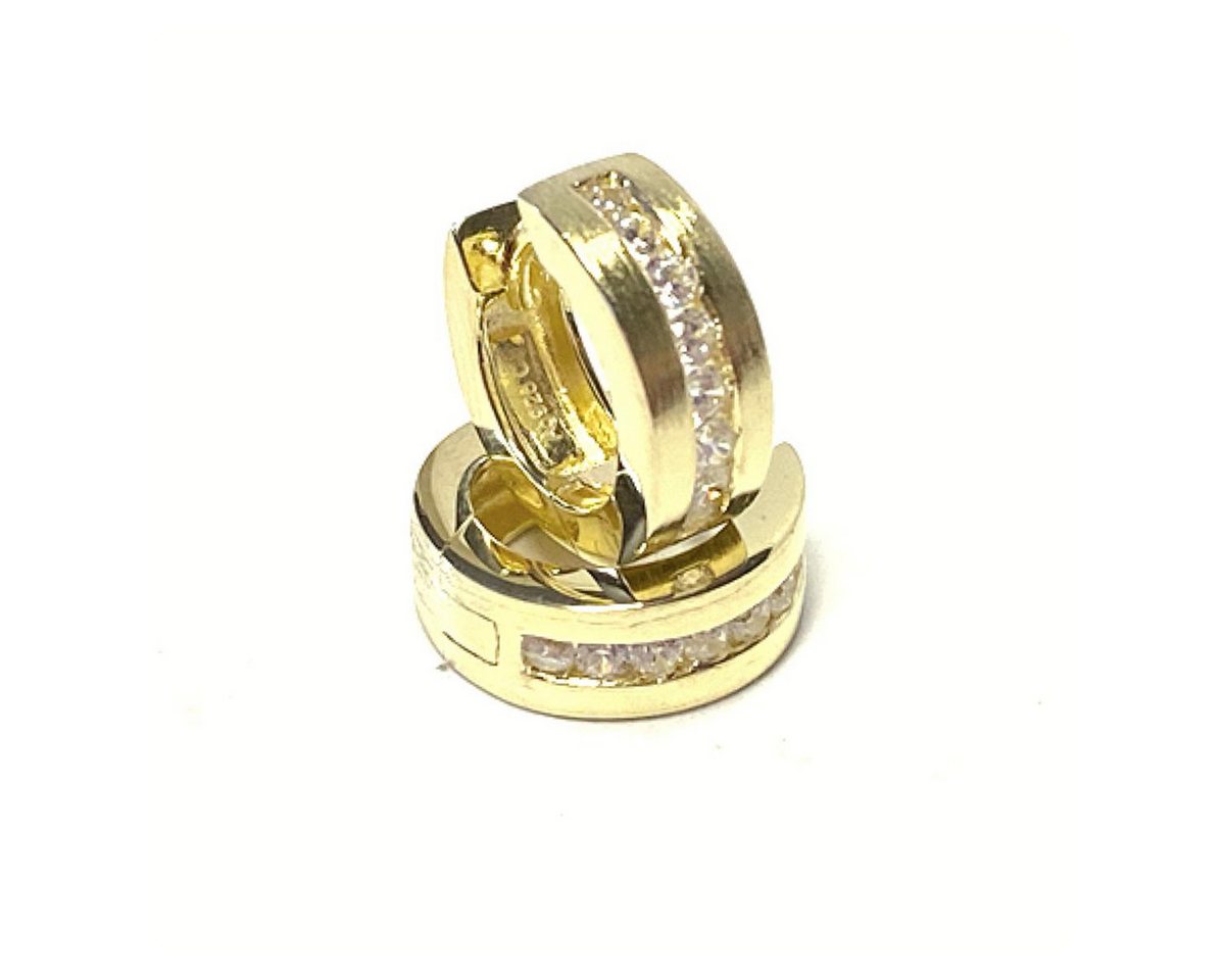 Edelschmiede925 Paar Creolen Ohrringe Creolen Silber vergoldet 925/- Zirkonia matt einfarbig von Edelschmiede925