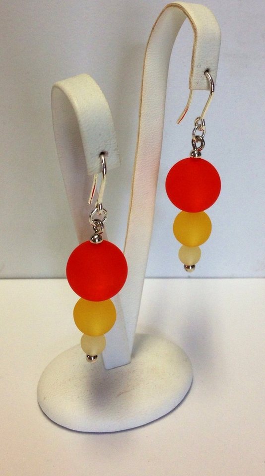 Edelschmiede925 Paar Ohrhänger Acrylperlen Ohrring mit Farbverlauf in 925/- Silber orange gelb von Edelschmiede925