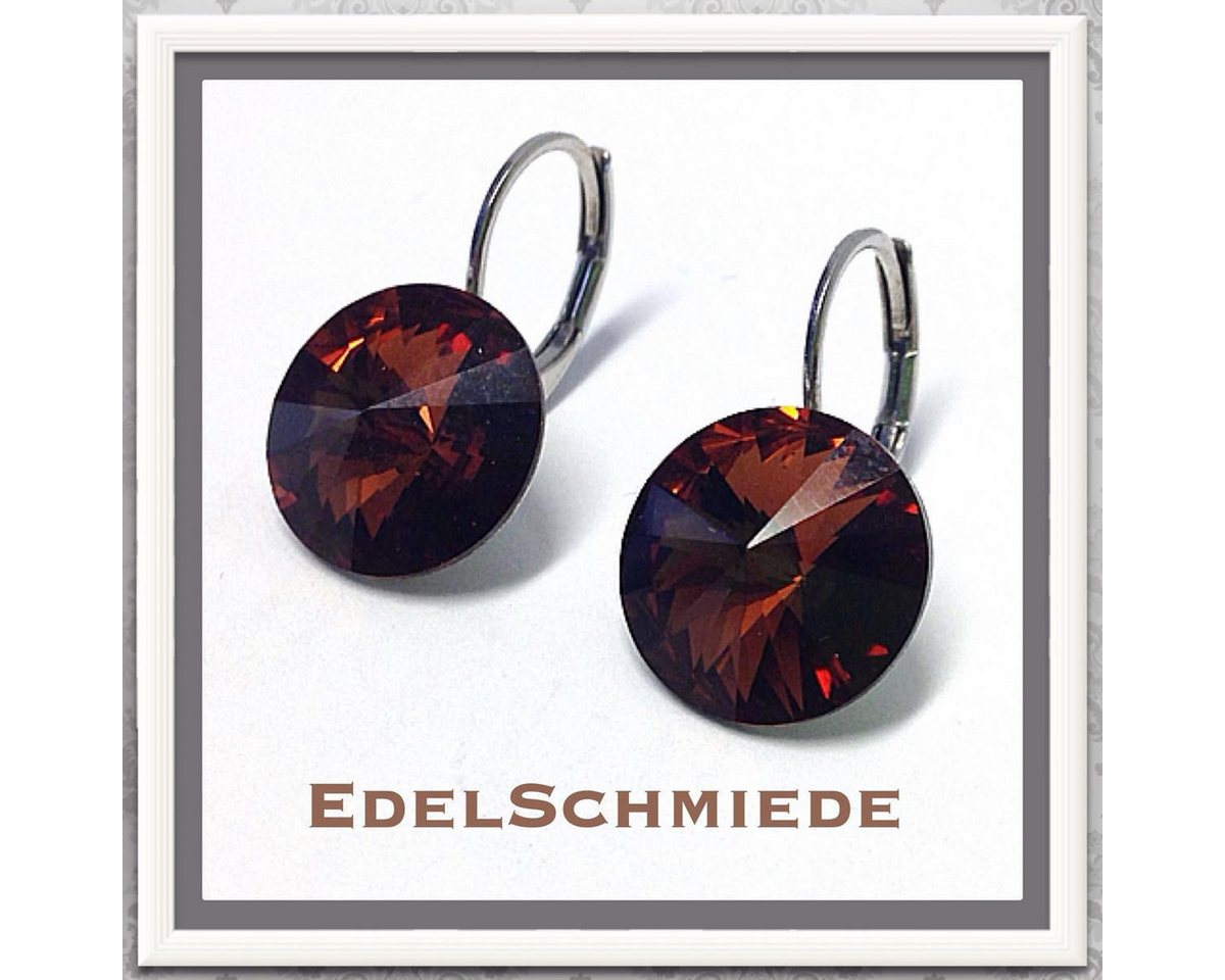 Edelschmiede925 Paar Ohrhänger Edelschmiede925 Ohrhänger (Stift = Titan) Swarovski Kristall 12 mm von Edelschmiede925