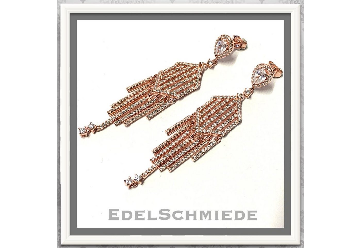 Edelschmiede925 Paar Ohrhänger Edelschmiede925 auffallende Ohrringe in 925 Silber rosé m Zirkonia (Set) von Edelschmiede925