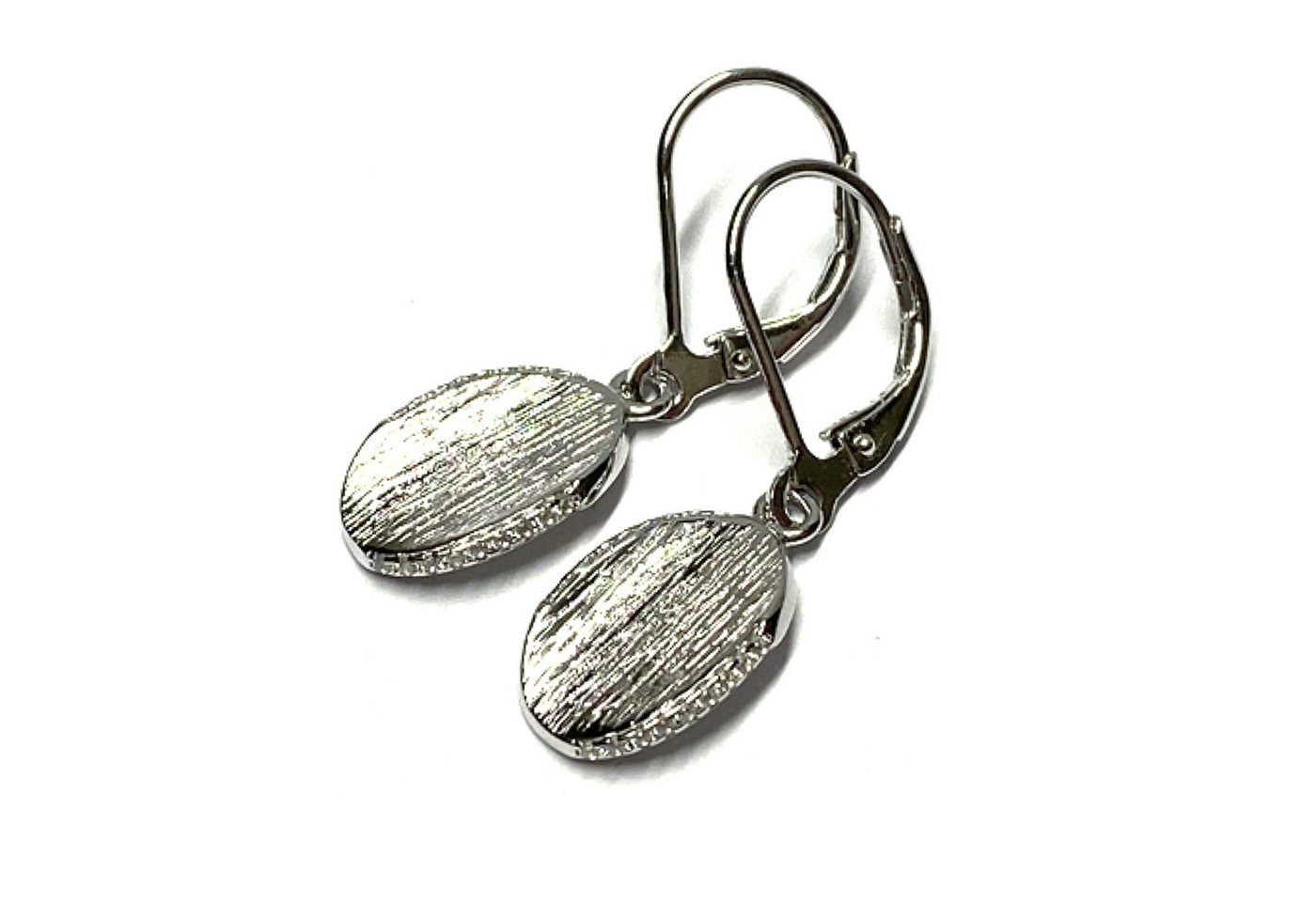 Edelschmiede925 Paar Ohrhänger Ohrring 925 Silber rhodiniert Zirkonia strukturiert Ohrhänger von Edelschmiede925