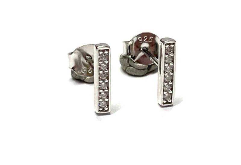 Edelschmiede925 Paar Ohrhänger Ohrring 925 Silber rhodiniert Zirkonias Stab Stäbchen Ohrstecker von Edelschmiede925