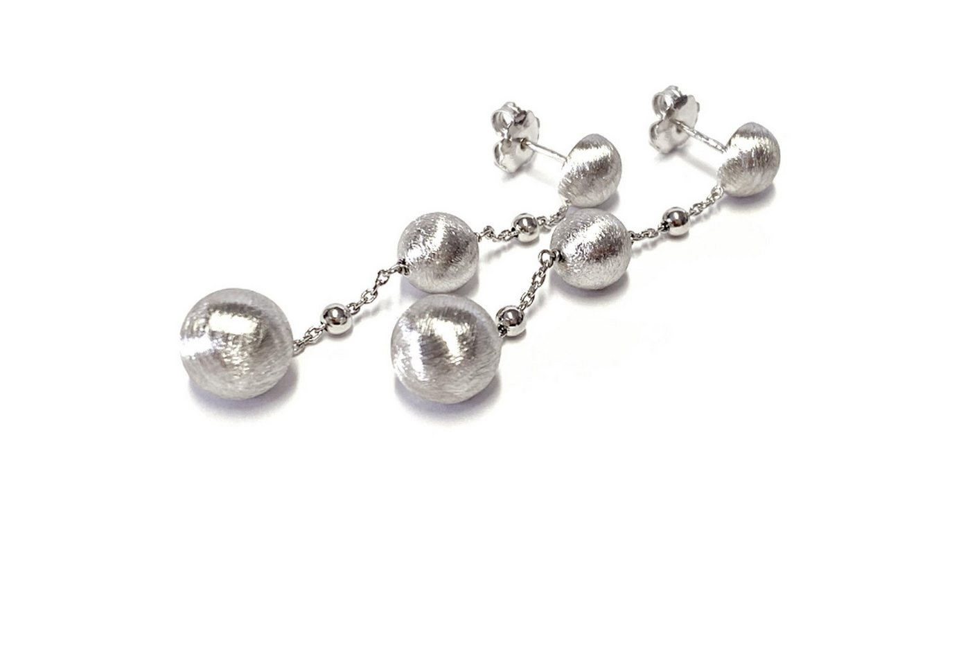 Edelschmiede925 Paar Ohrhänger Ohrstecker 925/- Sterling Silber rhod mit mattierten Kugeln 10 mm von Edelschmiede925