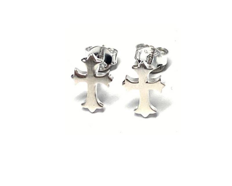 Edelschmiede925 Paar Ohrhänger Ohrstecker Silber 925 kleines Kreuz matt dezent uni einfarbig von Edelschmiede925