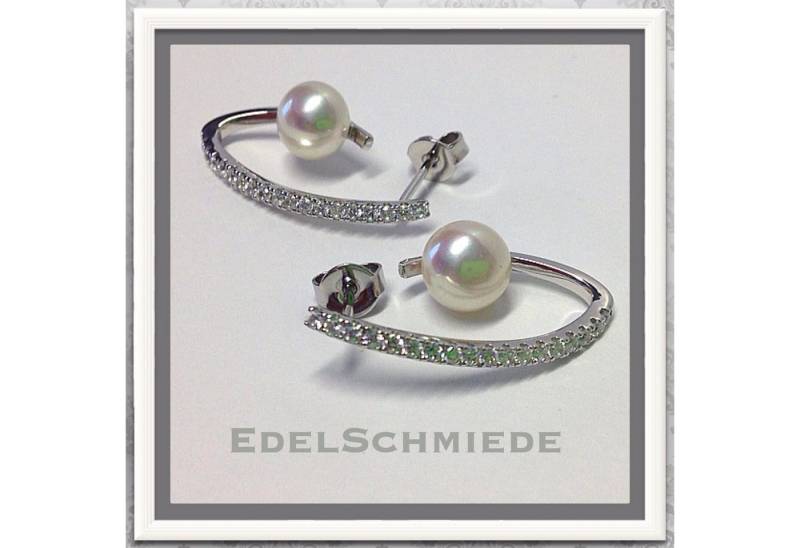 Edelschmiede925 Paar Ohrhänger ausgefallene Ohrstecker mit Perle u Zirk. 925 Silb Edelschmiede925 Paar Ohrhänger ausgefallene Ohrstecker mit Perle u Zirk. 925 Silb von Edelschmiede925