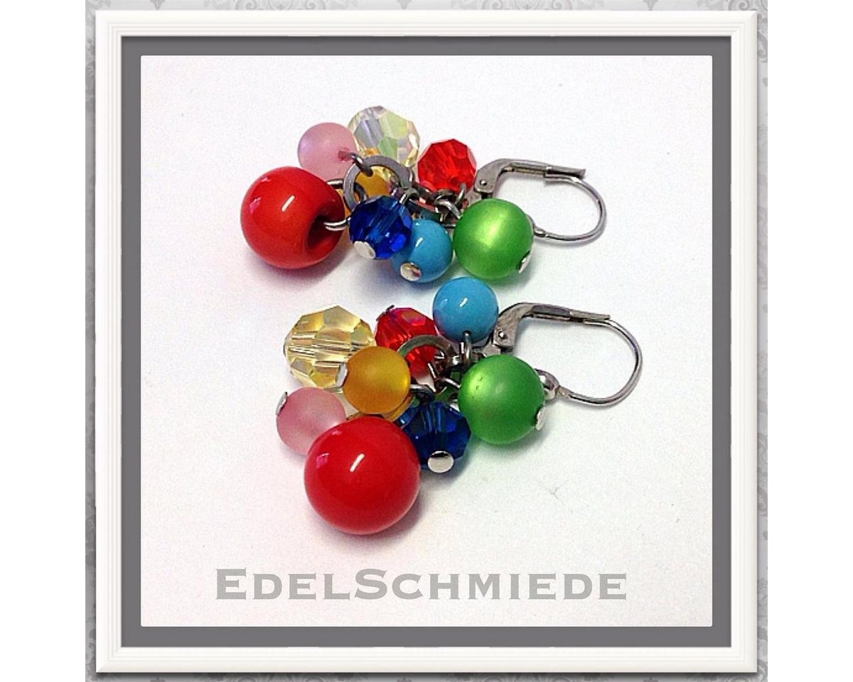 Edelschmiede925 Paar Ohrhänger mit verschieden farbigen Glasperlen (k. A) von Edelschmiede925