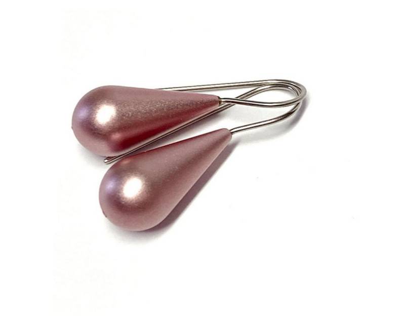 Edelschmiede925 Paar Ohrhänger moderne Ohrringe in Edelstahl + eloxiertes Aluminium - rosa Tropfen von Edelschmiede925