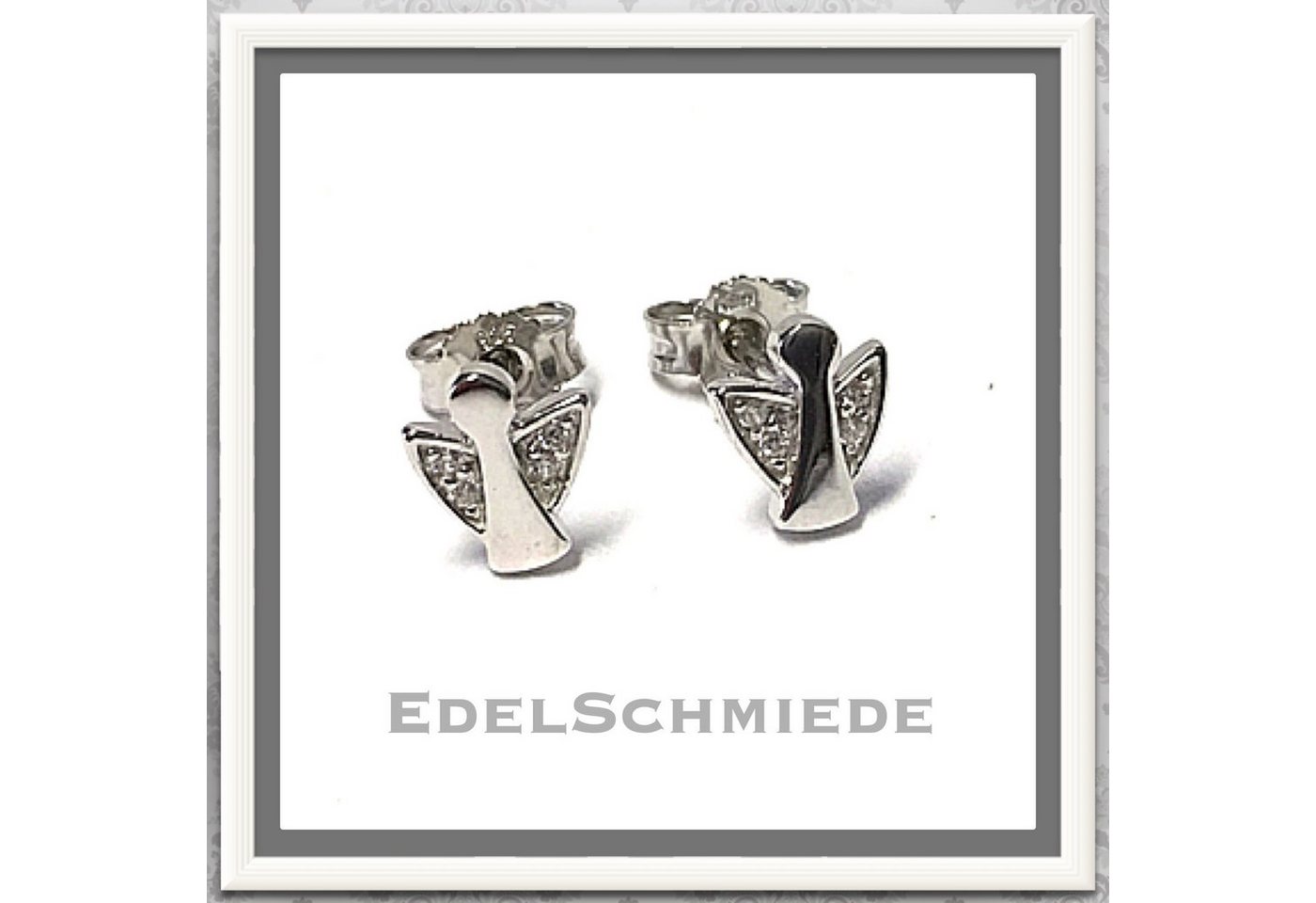 Edelschmiede925 Paar Ohrstecker Edelschmiede925 Engel als Ohrstecker 925/- Silber rhod m Zirkonia (Set) von Edelschmiede925