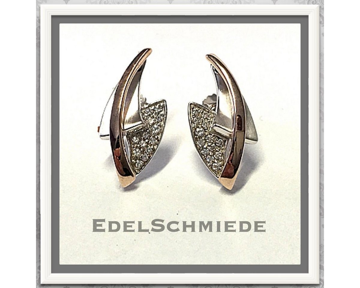 Edelschmiede925 Paar Ohrstecker Edelschmiede925 Ohrstecker bicolor 925 Silber mit Zirkionia rosé von Edelschmiede925