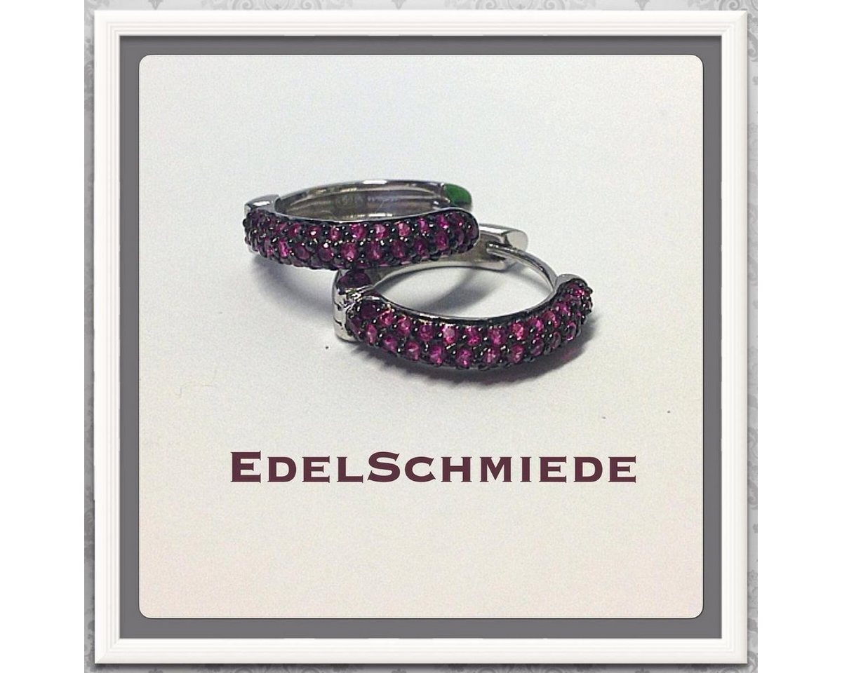 Edelschmiede925 Paar Ohrstecker Silbercreolen mit roten Zirkonia, 925/- (k. A) von Edelschmiede925