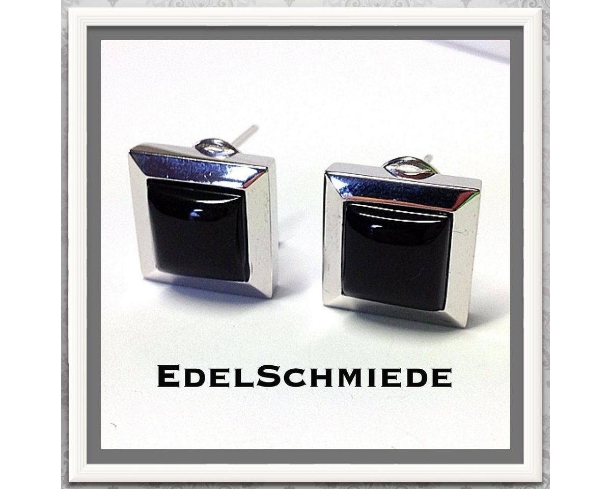 Edelschmiede925 Paar Ohrstecker Edelschmiede925 Steckclips in 925 rhod Silber mit Onyx - Quadrat - (Siehe Beschreibung) von Edelschmiede925