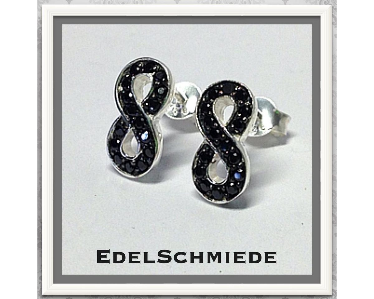 Edelschmiede925 Paar Ohrstecker Edelschmiede925 Unendlichkeitsacht Ohrstecker Zirkonia schw. 925 von Edelschmiede925