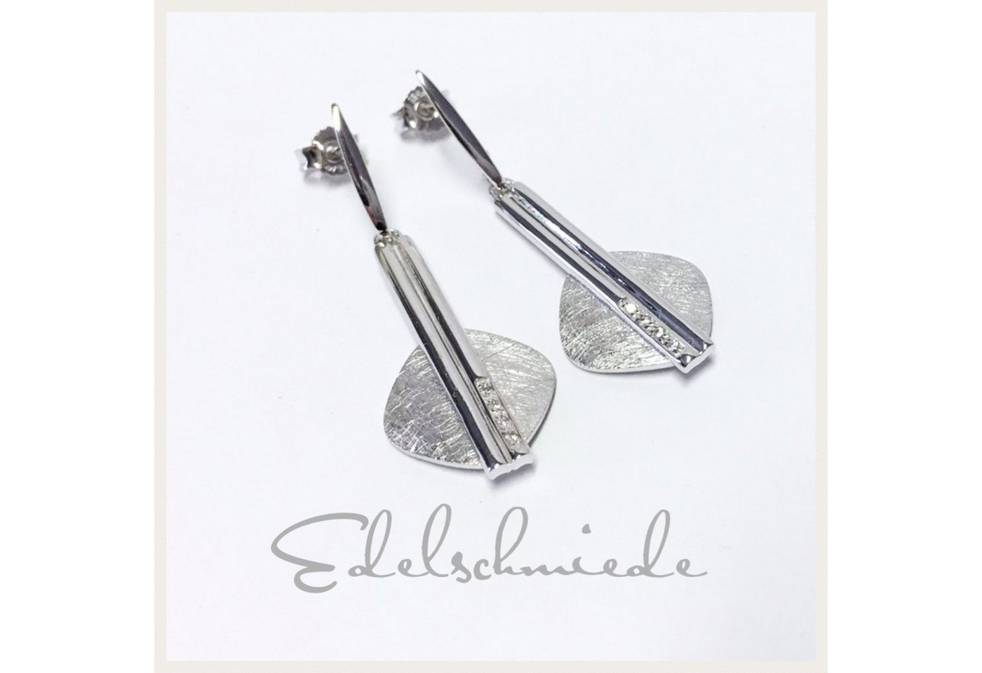 Edelschmiede925 Paar Ohrstecker Edelschmiede925 edle Ohrstecker 925/- Silber rh, eismatt, Zirkonia (k. A) von Edelschmiede925