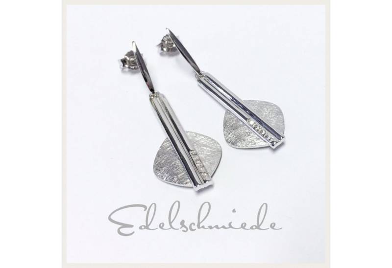 Edelschmiede925 Ohrstecker-Set Edelschmiede925 edle Ohrstecker 925/- Silber rh, eismatt, Zirkonia von Edelschmiede925