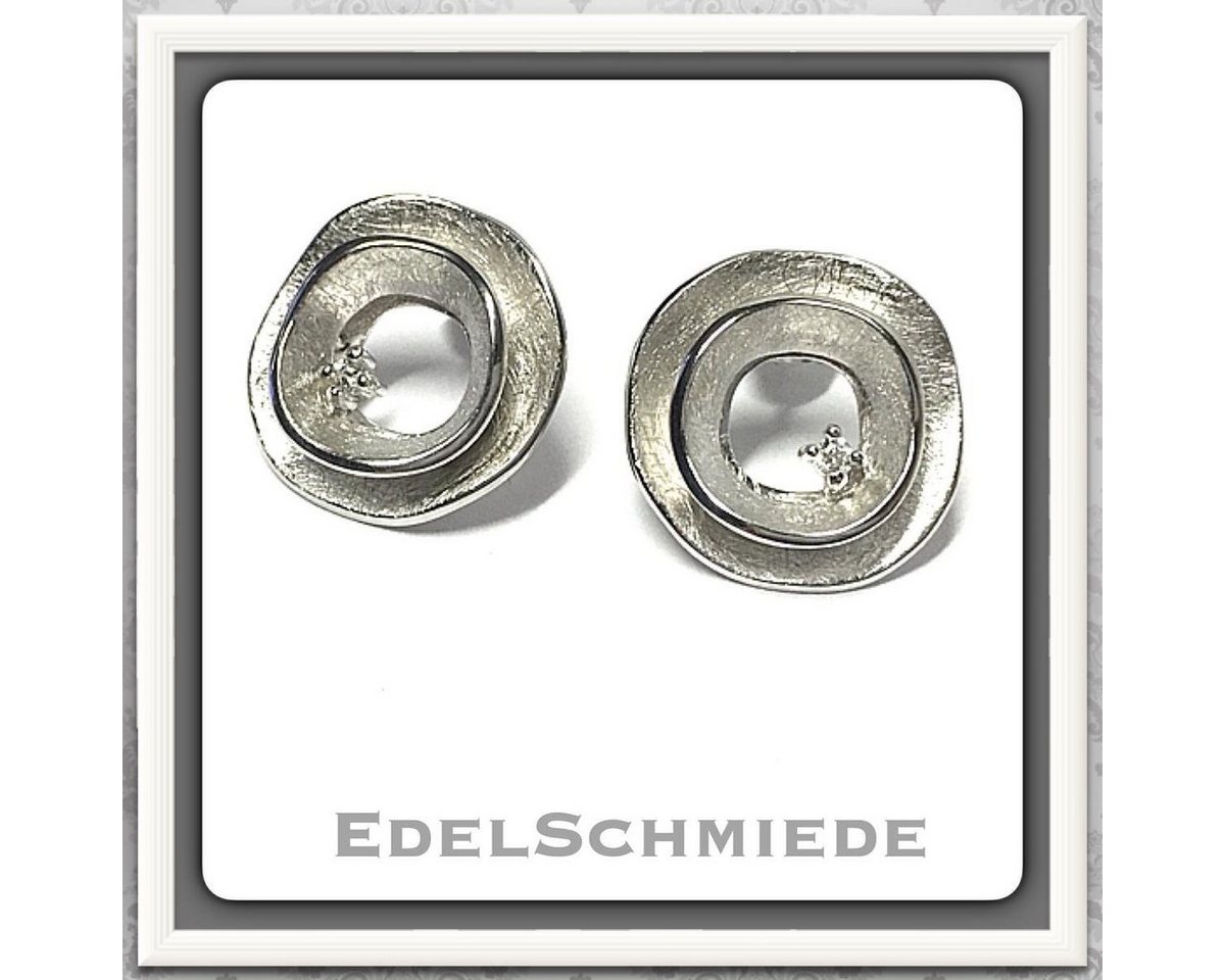 Edelschmiede925 Paar Ohrstecker Edelschmiede925 große Ohrstecker 925/- rh, eismatt, Zirkonia (k. A) von Edelschmiede925