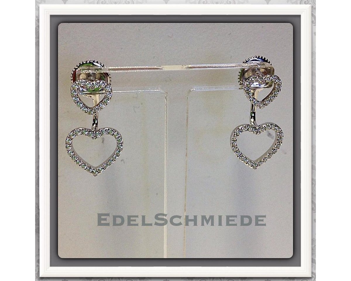 Edelschmiede925 Paar Ohrstecker Edelschmiede925 moderne Ohrstecker 925 Silber rhod Zirkonia Herz (k.A) von Edelschmiede925