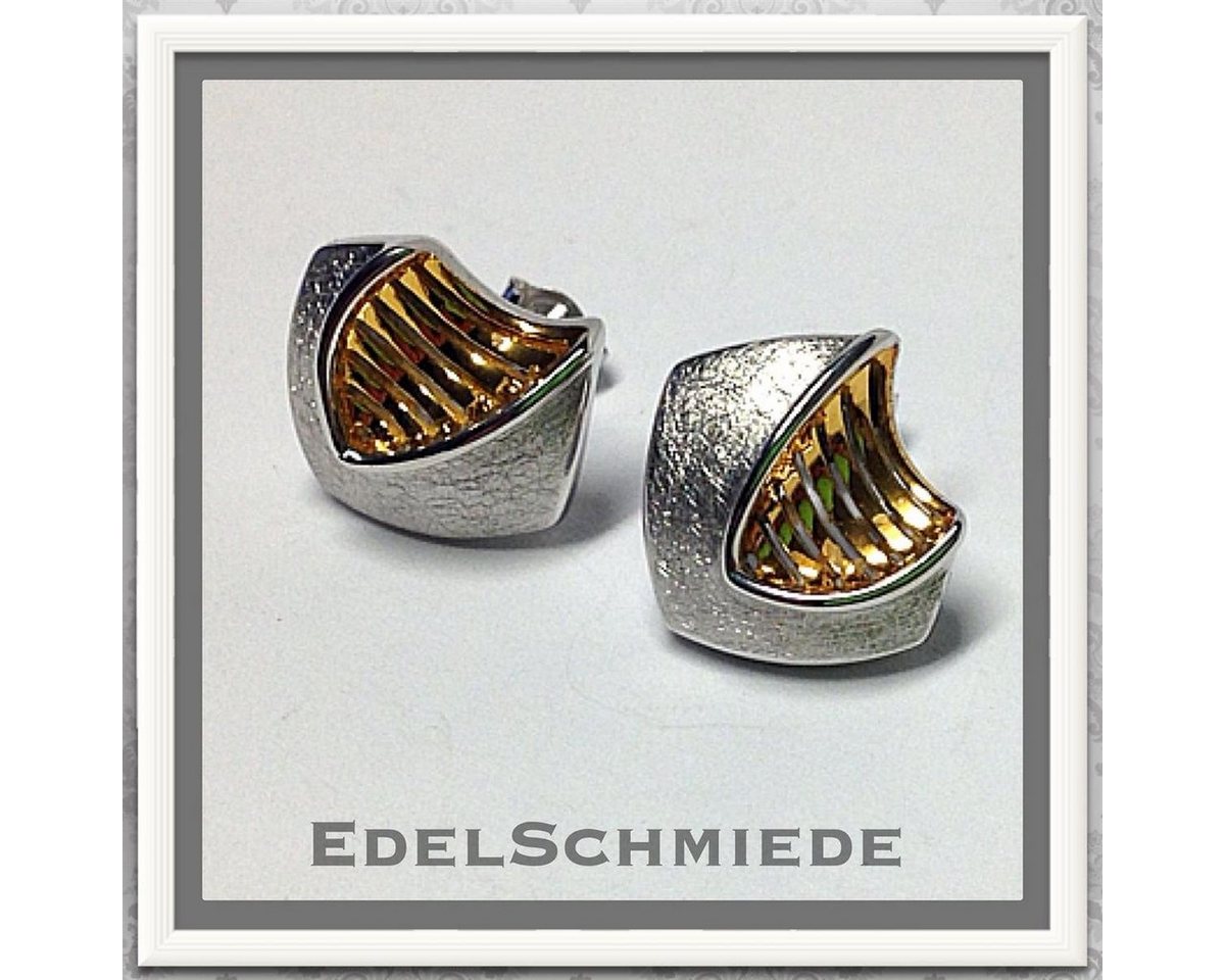 Edelschmiede925 Paar Ohrstecker Edelschmiede925 moderne Ohrstecker 925 Silber teilweise vergoldet von Edelschmiede925