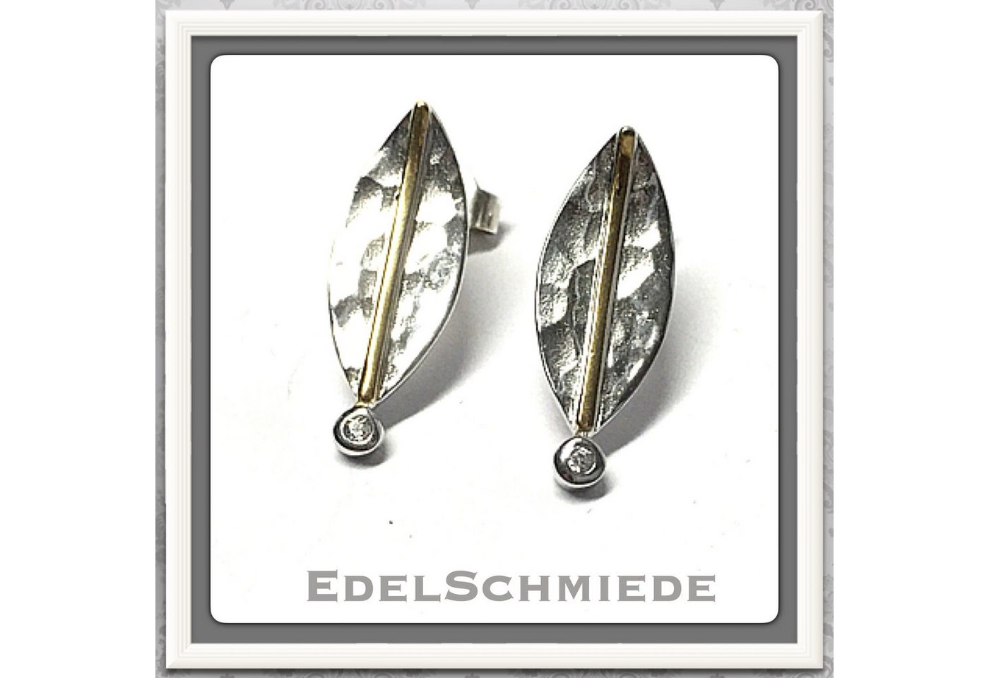 Edelschmiede925 Paar Ohrstecker Edelschmiede925 moderne Ohrstecker im bicolor Look 925 Silber Zirk (k. A) von Edelschmiede925