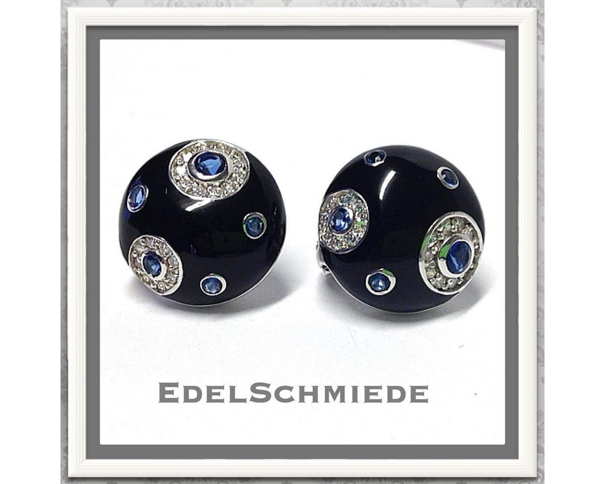 Edelschmiede925 Paar Ohrstecker Edelschmiede925 schwarze EmailleOhrstecker in 925 Silber mit Zirko (Siehe Beschreibung) von Edelschmiede925